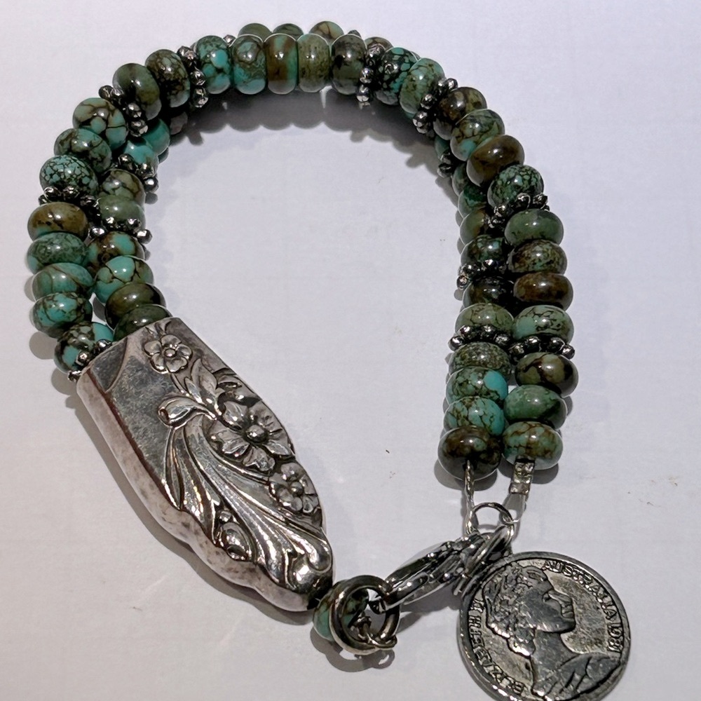 African Turquoise Bracelet with Nickel Silver